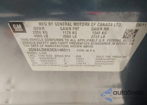 2012 Chevrolet Equinox 1Lt from USA, damaged, VIN 2GNALDEK0C6146611